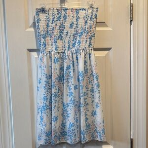 Floral Smocked Strapless Dress